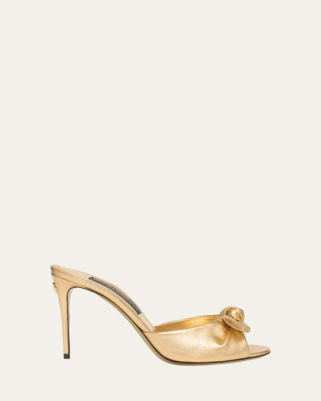 Metallic Knot Stiletto Slide Sandals